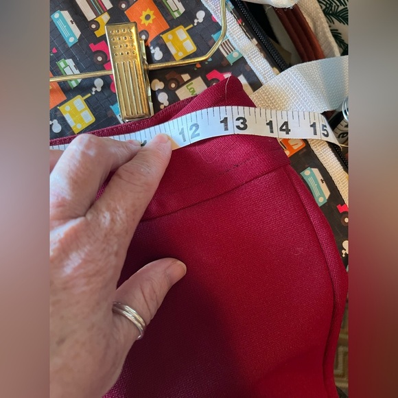 Vintage Elegant Red Wide Leg Trousers with White Embroidery - Picture 11 of 14